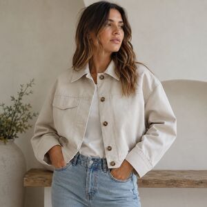 Banana Republic Womens Natural Stone Piedras Boxy Cropped Utility Jacket Size La
